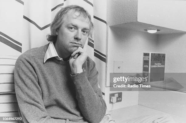 Portrait of lyricist Tim Rice, photographed for Radio Times in connection with the television show 'Friday Night... Saturday Morning', September 1980.