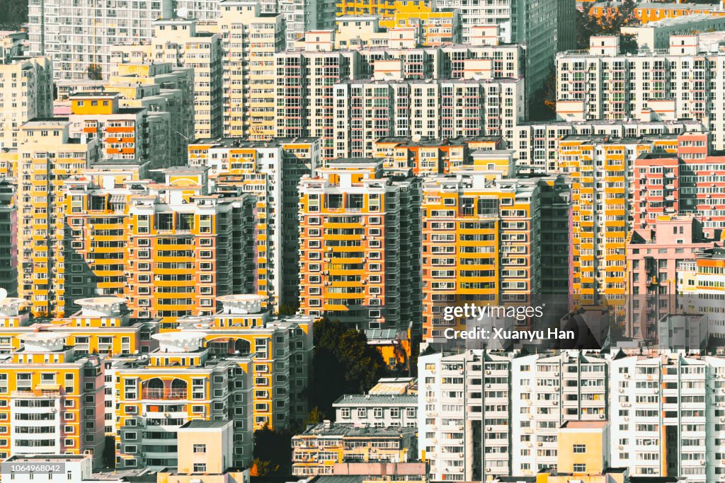 Illustration of Gated Apartment Buildings In Beijing