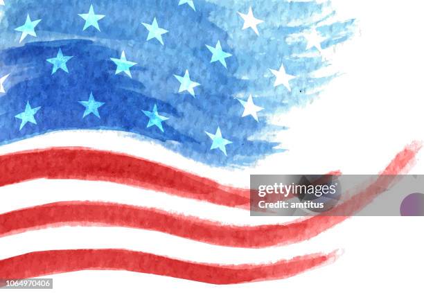 painted flag - american flag watercolor stock illustrations