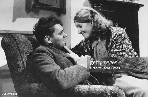 Actors John Nightingale and Madelaine Newton in a scene from episode 'A Ticket to Care for the Wounded' of the television series 'When The Boat Comes...