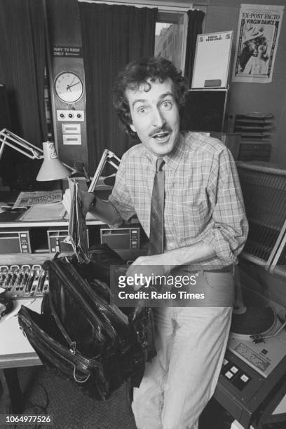 Portrait of BBC Radio 1 disc jockey Steve Wright in the studio, August 1983.