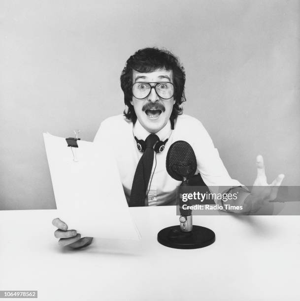 Portrait of BBC Radio 1 disc jockey Steve Wright, photographed for Radio Times in connection with his self titled BBC Radio show, June 1982.