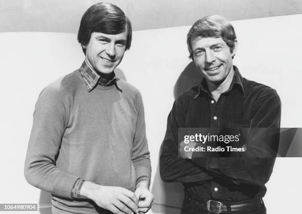 Portrait of presenters Michael Rodd and William Woollard, photographed for Radio Times in connection with the television program 'Tomorrow's World',...