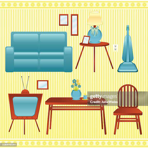household items - second hand sofa stock illustrations