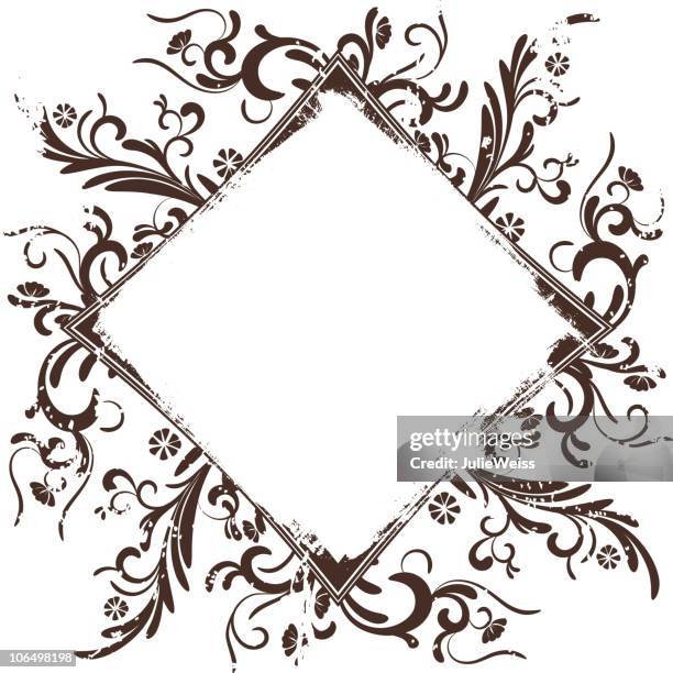 grunge flourish frame - embellishment stock illustrations