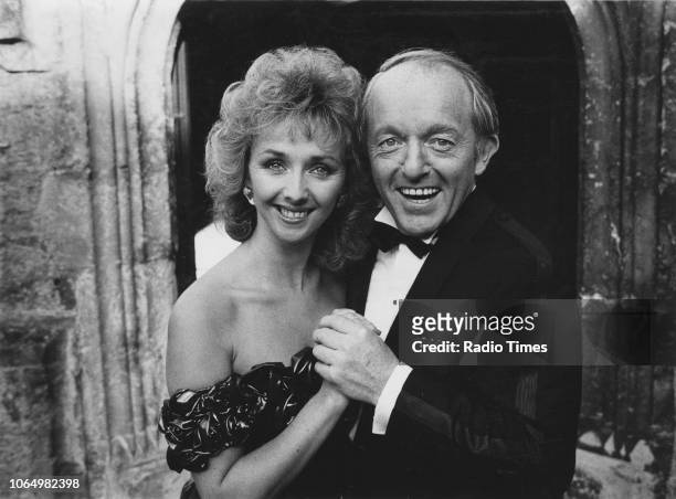 Portrait of magician Paul Daniels and his assistant Debbie McGee, photographed for Radio Times in connection with their Halloween special show,...