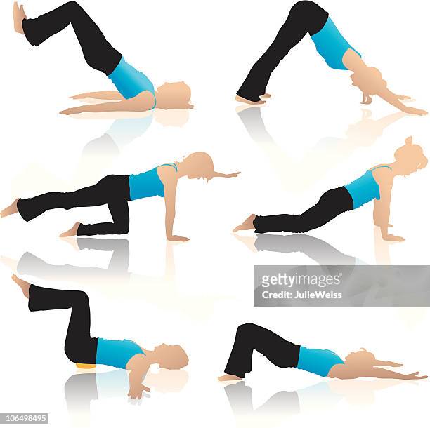 yoga-silhouette - woman kneeling stock-grafiken, -clipart, -cartoons und -symbole