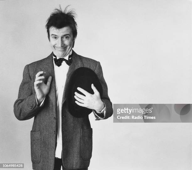 Portrait of entertainer Roy Castle dressed as Stan Laurel, March 12th 1976.