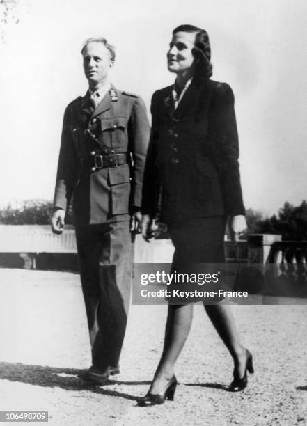 The King Of Belgium Leopold Iii And His Wife The Princess De Rethy At Their Villa In Pregny, Switzerland, Where The Belgian Sovereign Was Residing...