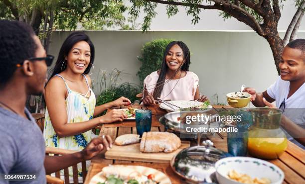 het is een dag voor de familie - backyard barbeque stockfoto's en -beelden