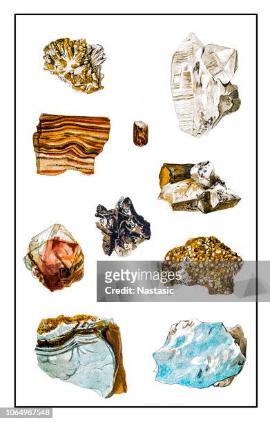 minerals and their crystalline forms - topaz stock illustrations