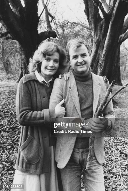 Outdoor portrait of actors Rodney Bewes and Ann Bell, photographed for Radio Times in connection with the BBC Radio 2 drama 'A Very Private Man',...