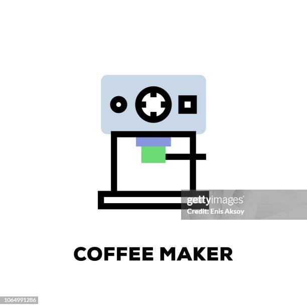 coffee maker line icon - making espresso stock illustrations