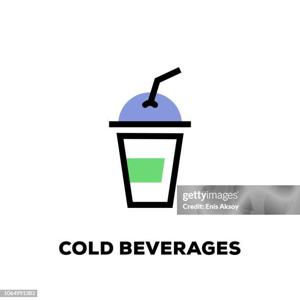 cold beverages line icon - bar table stock illustrations