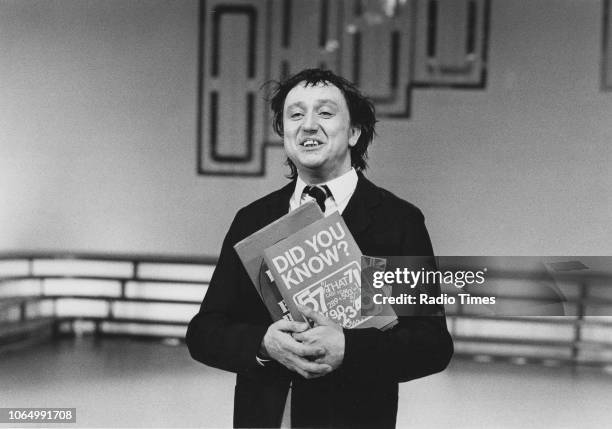 Comedian Ken Dodd pictured on the set of a television show, November 3rd 1974.