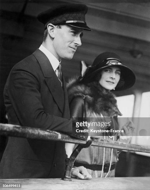 Prince Louis Mountbatten, The Cousin Of The King Of England, And His Wife Edwina Cynthia Annette Ashley Arriving In New York On Board The Majestic...