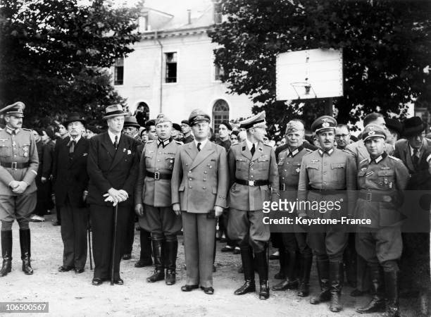 The German Ambassador In Paris During The Occupation, Otto Abetz Visiting A Draft From Legion Des Volontaires Francais At Borgnis-Desborde Baracks In...