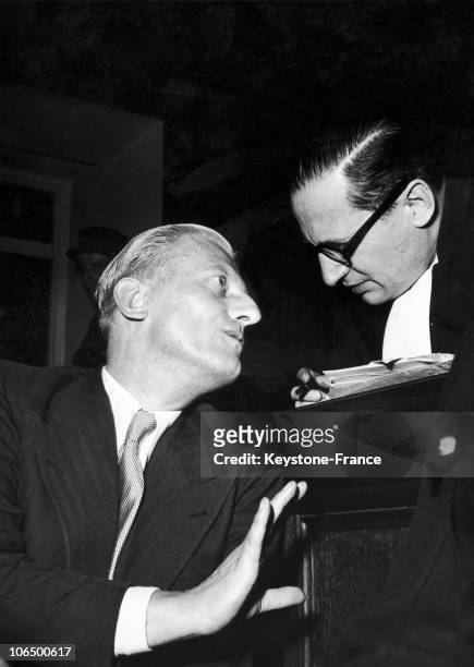 The German Ambassador To France During The Occupation In Paris, Otto Abetz, Speaking With His Lawyer Rene Floriot On His Trial In Paris On July 12,...