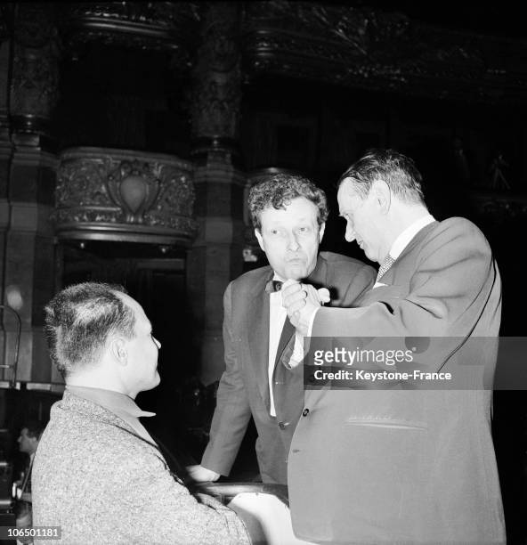 On November 28Th 1963, The Music Director Pierre Boulez Chats With Georges Auric And The Stage Director Jean-Louis Barrault To Show Wozzeck D'Alban...