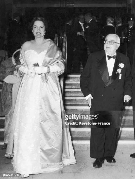 Aga Khan And La Begum Yvette Labrousse At A Charity Dance Night In The Moulin Rouge Of Paris, 1953