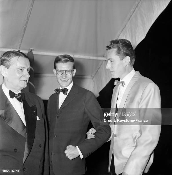 Georges Auric, Bernard Buffet And Yves Saint Laurent Members Of The Cannes Film Festival Jury, May 14Th 1958