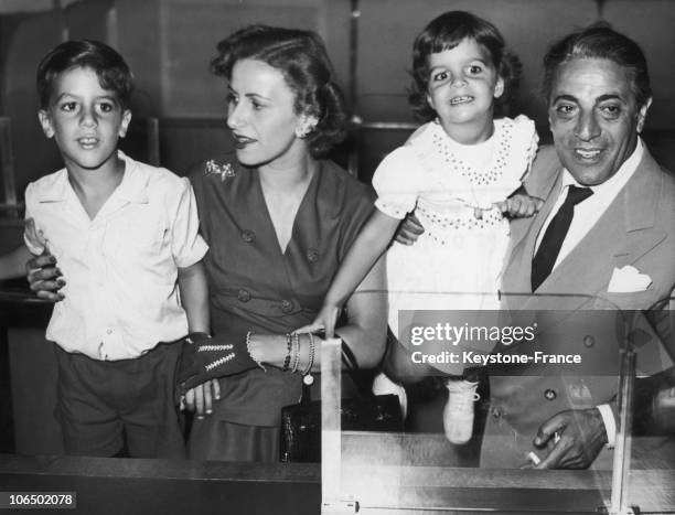 From Left To Right, Alexander Onassis, Tina Onassis, Christine And The Greek Ship Owner Aristote Onassis Around 1955.