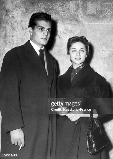 The Couple Of Egyptian Actors On Their Wedding Trip In Paris. 19550310