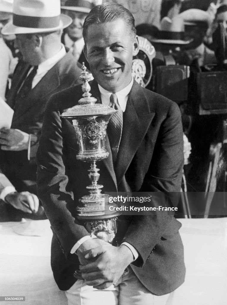 Bobby Jones Winning Golf National Amateur Cup Trophy. November 1930. 