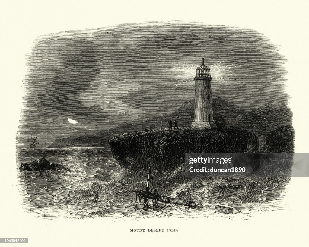 Lighthouse on Mount Desert Island, Maine, 19th Century