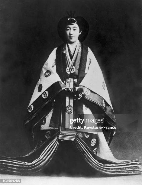 Official Portrait Of The Empress Nagako, Hirohito'S Wife, After Her Coronation On November 10Th 1928.
