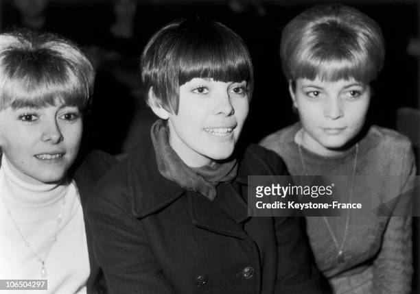 The Singer Surrounded By Her Two Sisters, Monique And Christiane On Her First Concert At The Olympia Theater On December 27Th, 1965.