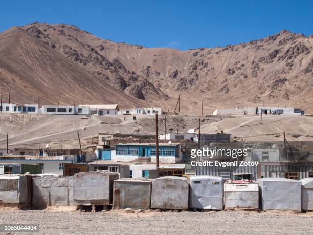 murghab town on highland pamir plateau in tajikistan - afghanistan desert stock pictures, royalty-free photos & images