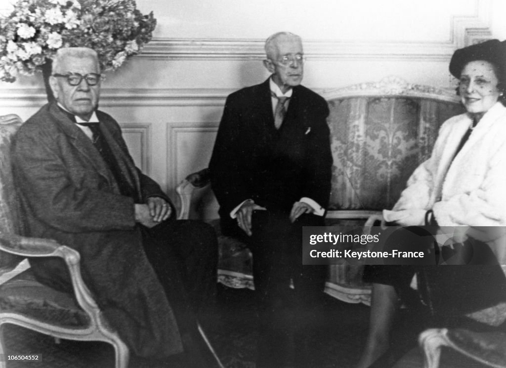 Gustav V Of Sweden;Prince Louis Ii And Ghislaine Of Monaco 1947