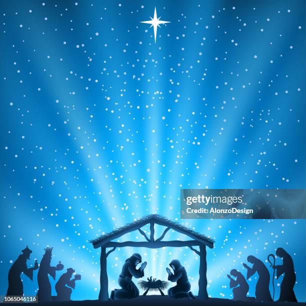 nativity scene - herder stock illustrations