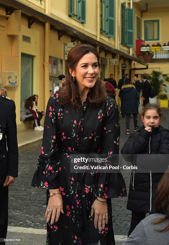 Crown Princess Mary and Crown Prince Frederik Of Denmark Visit "Bambin Gesu" Pediatric Hospital...
