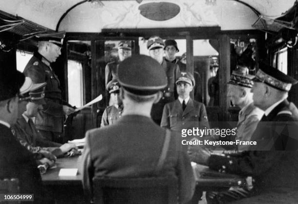 On June 22Nd 1940, At The Franco-German Armistice Signature Into A Train Car At The Rethondes Station, General Wilhem Keitel, Highest Commander Of...