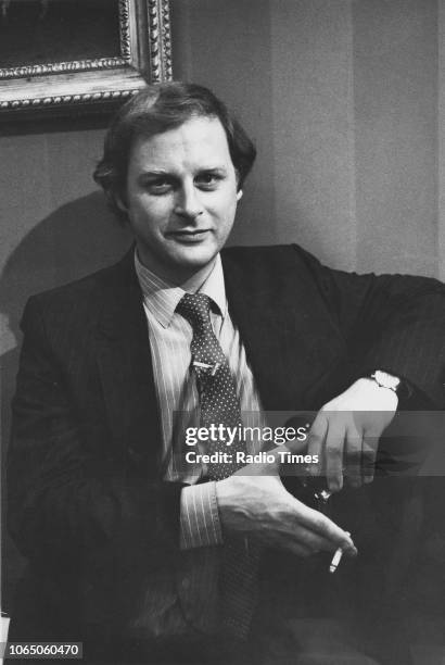 Portrait of writer and broadcaster Anthony Holden, photographed for Radio Times in connection with the BBC Radio 4 show 'Bookshelf', October 31st...