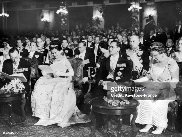 Prince Bernhard Of The Netherlands, Queen Sirikit Of Thailand, King Bhumibol And Queen Juliana Of The Netherlands At A Concert In The Hague.
