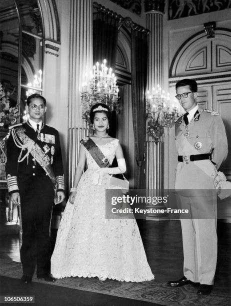 King Bhumibol, Queen Sirikit And King Baudouin I Of Belgium.