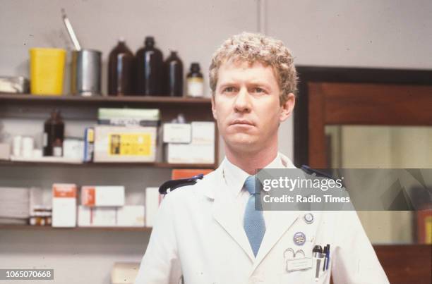 Actor Derek Thompson in a scene from episode 'Hide and Seek' of the BBC television series 'Casualty', April 10th 1986.