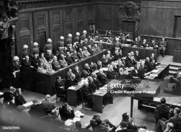 From Left To Right, On The First Row, Hermann Goering, Rudolf Hess, Joachim Von Ribbentrop, Wilhelm Keitel, Ernst Kaltenbrunner, Alfred Rosenberg,...