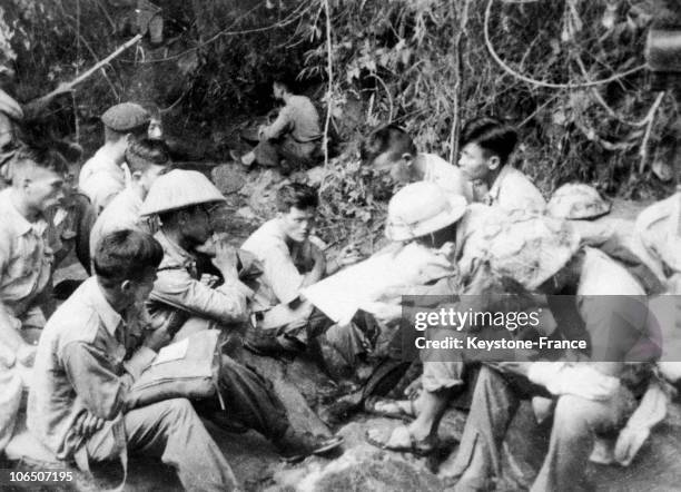 French Prisoners Questioned By Some Vietminh Officers.