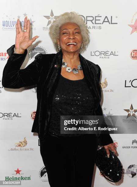 Actress Nichelle Nichols arrives to the Hollywood Walk of Fame's 50th Anniversary Celebration on November 3, 2010 in Hollywood, California.