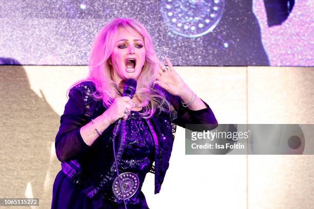British singer Bonnie Tyler performs during the 10th Laughing Hearts Charity Gala at Grand Hyatt Hotel on November 24, 2018 in Berlin, Germany.
