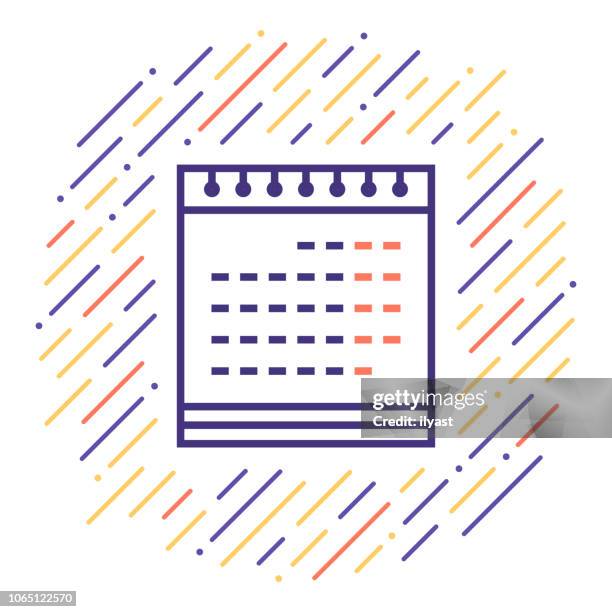 illustrations, cliparts, dessins animés et icônes de calendrier en ligne ligne icône illustration - liste de choses à faire