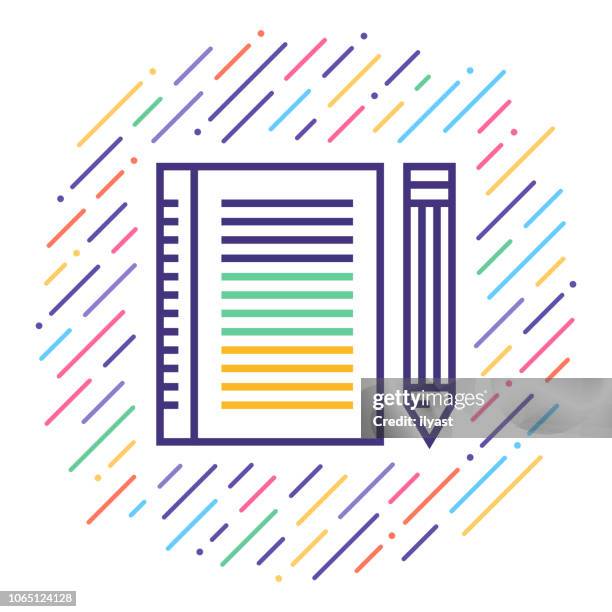 take a note line icon illustration - reading report stock illustrations