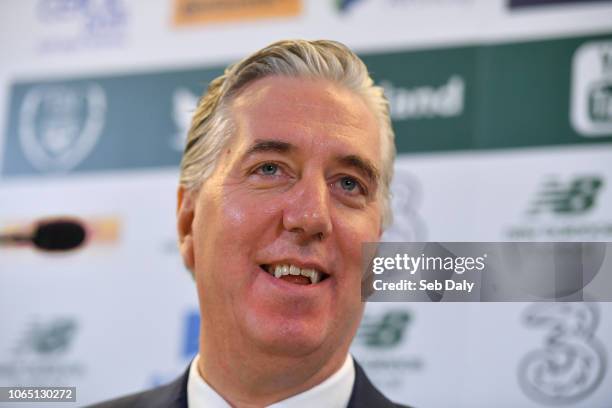 Dublin , Ireland - 25 November 2018; John Delaney, CEO, Football Association of Ireland, during a press conference at the Aviva Stadium in Dublin.