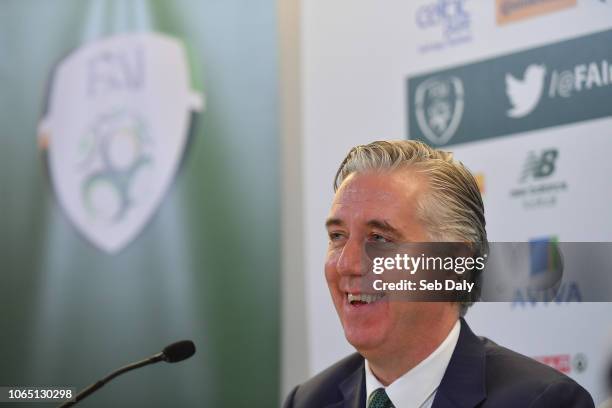 Dublin , Ireland - 25 November 2018; John Delaney, CEO, Football Association of Ireland, during a press conference at the Aviva Stadium in Dublin.