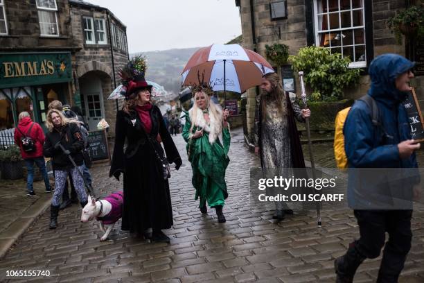 Steampunk enthusiasts attend the sixth annual Haworth Steampunk Weekend in Haworth, northern England on November 25, 2018. - The three-day...