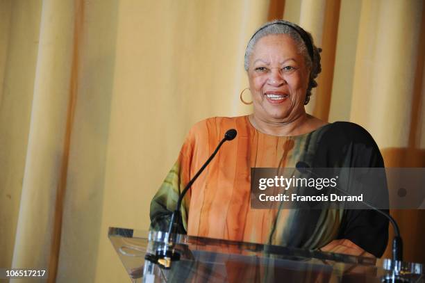 Author and Nobel Prize in literature winner Toni Morrison receives the Honor Medal of The City of Paris at Mairie de Paris on November 4, 2010 in...